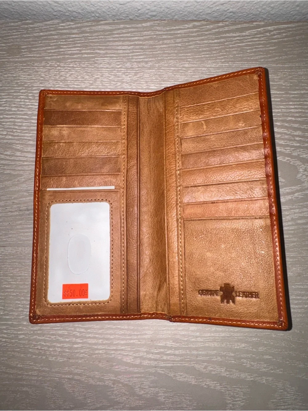 Urbalabs Mens Long Wallet Basketweave Tooled Leather Longhorn Concho Studded